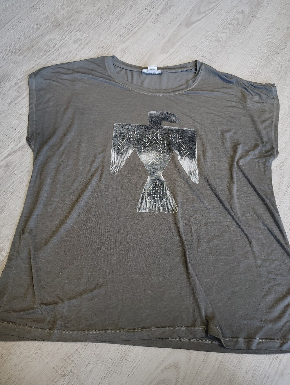 Ariat Women's XL Gray Graphic Rhinestone Angel Western T-Shirt